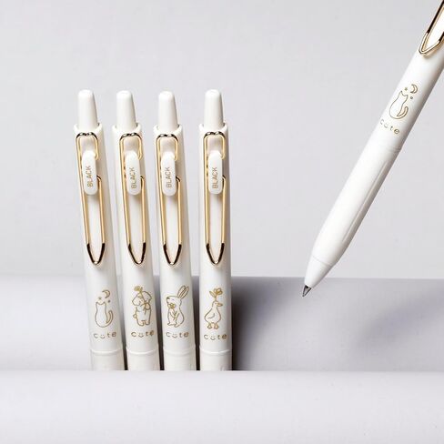 Retractable Rolling Ball Pens 0.35mm Ultra Fine Point,White Barrels,Black Gel Ink,Pack of 8,Smooth Writing For Journaling, Notetaking,Cute Office School Supplies Gifts for Women and Girls in Saudi Arabia