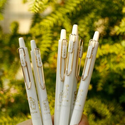 Retractable Rolling Ball Pens 0.35mm Ultra Fine Point,White Barrels,Black Gel Ink,Pack of 8,Smooth Writing For Journaling, Notetaking,Cute Office School Supplies Gifts for Women and Girls in Saudi Arabia