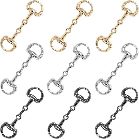 9Pcs Snaffle Bit Buckles, Alloy Horse Bit Buckle Double Bit Buckle for DIY Snaffle Bit Horse Jewelry Loafer Shoes, Necklaces Bracelets, Foldable Connecting Clasp (3 Colors) in Saudi Arabia