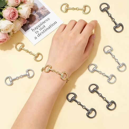 9Pcs Snaffle Bit Buckles, Alloy Horse Bit Buckle Double Bit Buckle for DIY Snaffle Bit Horse Jewelry Loafer Shoes, Necklaces Bracelets, Foldable Connecting Clasp (3 Colors) in Saudi Arabia