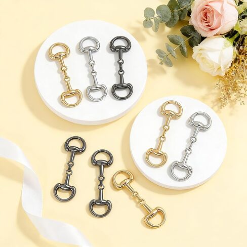 9Pcs Snaffle Bit Buckles, Alloy Horse Bit Buckle Double Bit Buckle for DIY Snaffle Bit Horse Jewelry Loafer Shoes, Necklaces Bracelets, Foldable Connecting Clasp (3 Colors) in Saudi Arabia