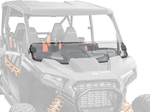 SuperATV Scratch Resistant Half Windshield for 2024+ Polaris RZR XP1000, XR Optic Hard Coating, 1/4" Polycarbonate 250x Stronger than Glass, USA Made, No Tint in Kuwait