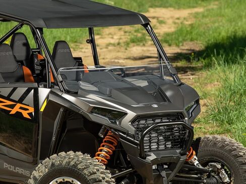 SuperATV Scratch Resistant Half Windshield for 2024+ Polaris RZR XP1000, XR Optic Hard Coating, 1/4" Polycarbonate 250x Stronger than Glass, USA Made, No Tint in Kuwait