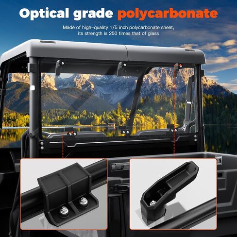 Rear Windshield for Polaris Ranger Midsize 570 500 SP/Crew 2015-2026 Accessories, Scratch Resistant Durable PC Back Windshield for Polaris Ranger Midsize 500/570 / Crew / ETX / EV(See Fitment) in Saudi Arabia