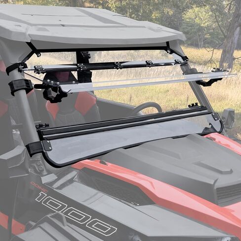 حاجب رياح قابل للطي 3 في 1 لملحقات Polaris General 1000/ General XP 1000/4 2016-2025، زجاج أمامي قابل للطي مطلي بالبوليستر 1/5 بوصة، نافذة مفتوحة/مغلقة/تنفيس كاملة in Kuwait