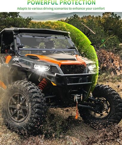 حاجب رياح قابل للطي 3 في 1 لملحقات Polaris General 1000/ General XP 1000/4 2016-2025، زجاج أمامي قابل للطي مطلي بالبوليستر 1/5 بوصة، نافذة مفتوحة/مغلقة/تنفيس كاملة in Kuwait