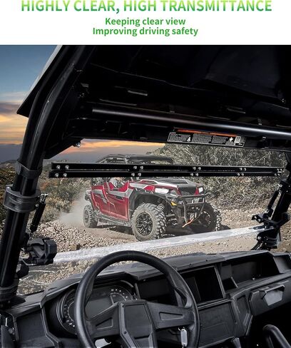 حاجب رياح قابل للطي 3 في 1 لملحقات Polaris General 1000/ General XP 1000/4 2016-2025، زجاج أمامي قابل للطي مطلي بالبوليستر 1/5 بوصة، نافذة مفتوحة/مغلقة/تنفيس كاملة in Kuwait
