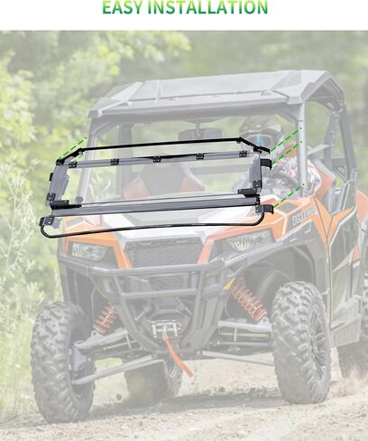 حاجب رياح قابل للطي 3 في 1 لملحقات Polaris General 1000/ General XP 1000/4 2016-2025، زجاج أمامي قابل للطي مطلي بالبوليستر 1/5 بوصة، نافذة مفتوحة/مغلقة/تنفيس كاملة in Kuwait