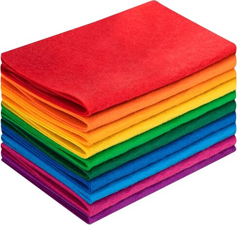 10 Sheets Felt Fabric for Crafts, 8x20 Inch 1.4mm Thick, Assorted Colors DIY Sewing, Patchwork Material for Kids Arts, Home Decor (Rainbow) in Saudi Arabia