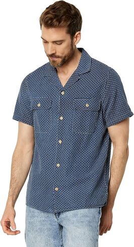 Lucky Brand Mens Short Sleeve Indigo Dobby Auto Body Buttoned Shirt in Saudi Arabia