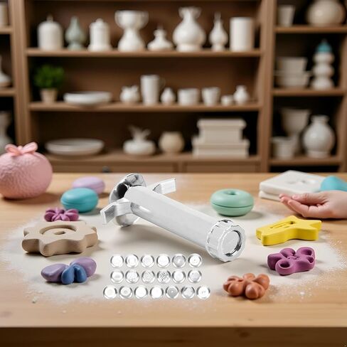 1 Set Silver Clay Extruder, Multifunction Mud Extruder Sculpture Tool Modeling with 19Pcs Tip Molds for Clay Craft Mixers Presses in Saudi Arabia