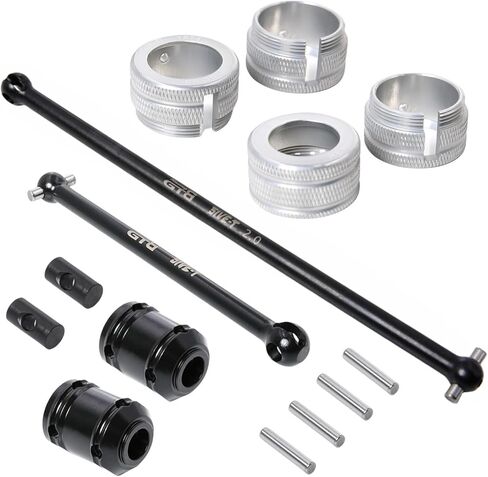 GTBRacing CNC Steel Front Rear Center Driveshaft Set for 1/5 RC Car Losi 5ive t 2.0 Upgrade Part (Front+Rear Silver) in Kuwait