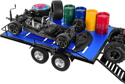RC Aluminum Trailer Upgrades Part for 1/10 RC Crawler TRX4 TRX6 Red cat Gen8 SCX10,RC Trailer for Hauling Behind Car,Aluminum RC Heavy-Duty Trailer Car w/Receiver & Hook Coupler,Navy Blue in Kuwait