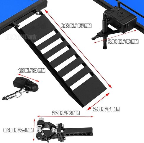 RC Aluminum Trailer Upgrades Part for 1/10 RC Crawler TRX4 TRX6 Red cat Gen8 SCX10,RC Trailer for Hauling Behind Car,Aluminum RC Heavy-Duty Trailer Car w/Receiver & Hook Coupler,Navy Blue in Kuwait