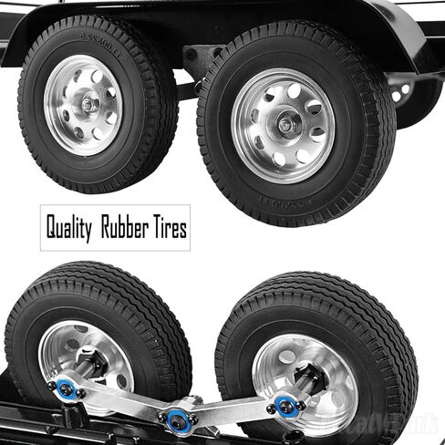 RC Aluminum Trailer Upgrades Part for 1/10 RC Crawler TRX4 TRX6 Red cat Gen8 SCX10,RC Trailer for Hauling Behind Car,Aluminum RC Heavy-Duty Trailer Car w/Receiver & Hook Coupler,Navy Blue in Kuwait