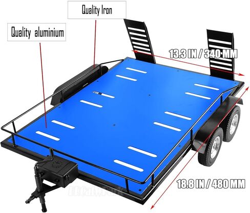 RC Aluminum Trailer Upgrades Part for 1/10 RC Crawler TRX4 TRX6 Red cat Gen8 SCX10,RC Trailer for Hauling Behind Car,Aluminum RC Heavy-Duty Trailer Car w/Receiver & Hook Coupler,Navy Blue in Kuwait