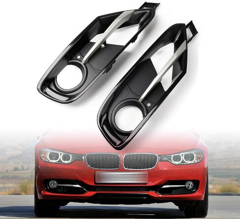Black Front Lower Grille Fog Light Cover Bezel Chrome Trim Replacement for 2012-2015 BMW F30 F31 3-Series Sport-Line 51117300739 51117300740 BM1047127 in Saudi Arabia