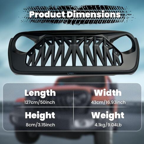 Front Bumper Upper Shark Grille Compatible with 2018-2025 Jeep Wrangler JL JLU & Gladiator JT w/o TrailCam, Matte Black ABS Replacement Radiator Grill in Saudi Arabia