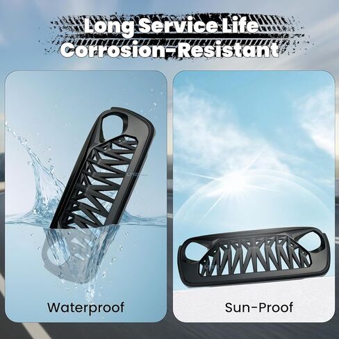 Front Bumper Upper Shark Grille Compatible with 2018-2025 Jeep Wrangler JL JLU & Gladiator JT w/o TrailCam, Matte Black ABS Replacement Radiator Grill in Saudi Arabia