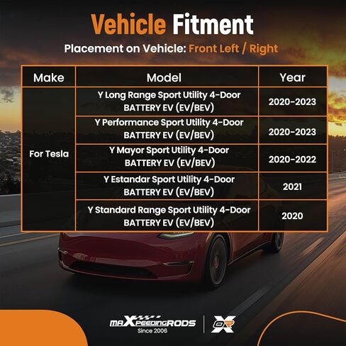 مجموعة عمود المحور الأمامي من maXpeedingrods لـ Tesla Model Y 2020 2021 2022 2023، جانب السائق أو الراكب، استبدال #1188115-99-A، 1188119-00-B in Kuwait