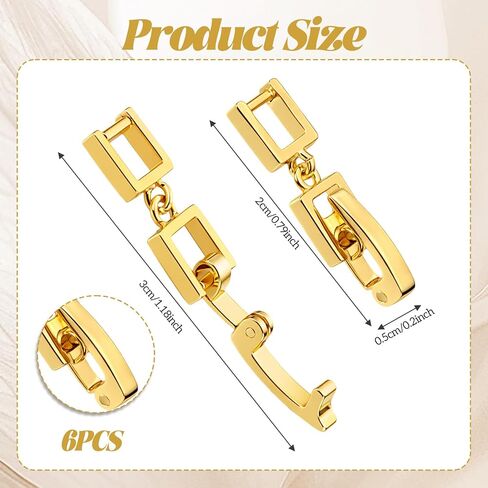 6Pcs Gold Bracelet Extender, Necklace Extender Jewelry Clasps Women Foldover Clip Link Extensions for Necklace Extension Bracelet Extension Women's Jewelry Making Repair Kit in Kuwait