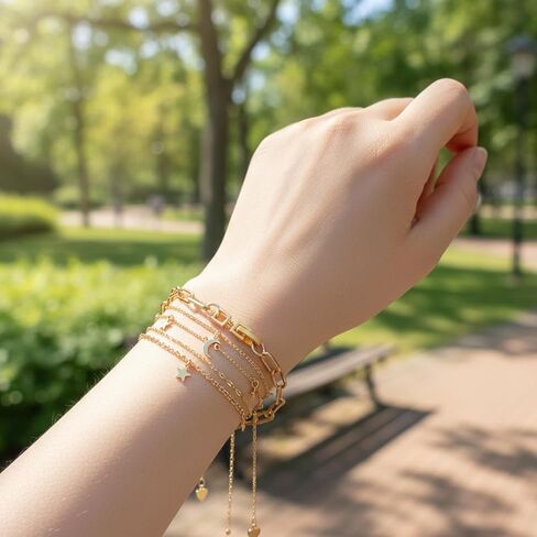 6Pcs Gold Bracelet Extender, Necklace Extender Jewelry Clasps Women Foldover Clip Link Extensions for Necklace Extension Bracelet Extension Women's Jewelry Making Repair Kit in Kuwait
