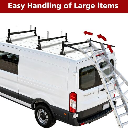 hightall Van Ladder Rack with Roller,No Drilling Required Van Roof Rack with Cargo Stoppers,Compatible with Ford Transit150/250/350,Transit Connect,Nissan NV 1500 2500 3500 in Saudi Arabia