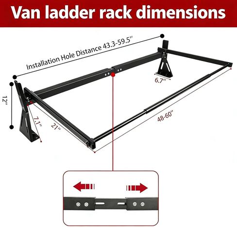 hightall Van Ladder Rack with Roller,No Drilling Required Van Roof Rack with Cargo Stoppers,Compatible with Ford Transit150/250/350,Transit Connect,Nissan NV 1500 2500 3500 in Saudi Arabia