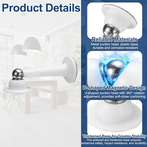 uxcell 5.1" Magnetic Door Stoppers, Magnetic Doorstops for Wall and Floor Mounting, No Drilling Door Holder with Adhesive for RV Baggage Doors, Home, Office, White in Saudi Arabia