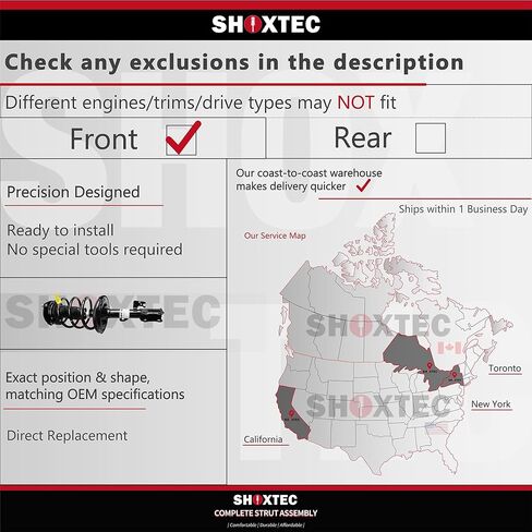 استبدال مجموعة دعامة أمامية كاملة من Shoxtec لسيارة دودج تشالنجر SE 2009-2010، باستثناء تعليق الأداء Repl رقم 2335531L,2335531R in Kuwait