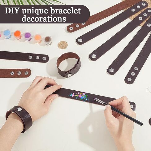 AHANDMAKER 12 حزمة من الأساور الجلدية البنية DIY أساور المعصم اليدوية مجموعات المفاجئة من جلد البولي يوريثان أساور معصم حرفية للرجال والنساء صناعة المجوهرات لوازم الهدايا المصنوعة يدويًا in Kuwait