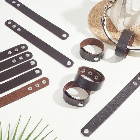 AHANDMAKER 12 حزمة من الأساور الجلدية البنية DIY أساور المعصم اليدوية مجموعات المفاجئة من جلد البولي يوريثان أساور معصم حرفية للرجال والنساء صناعة المجوهرات لوازم الهدايا المصنوعة يدويًا in Kuwait