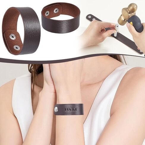 AHANDMAKER 12 حزمة من الأساور الجلدية البنية DIY أساور المعصم اليدوية مجموعات المفاجئة من جلد البولي يوريثان أساور معصم حرفية للرجال والنساء صناعة المجوهرات لوازم الهدايا المصنوعة يدويًا in Kuwait