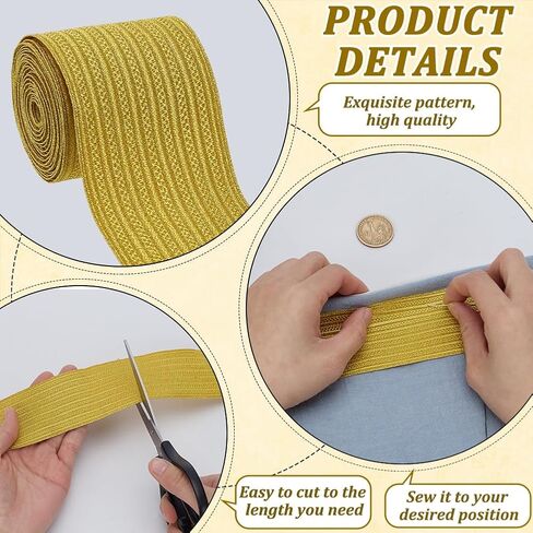 FINGERINSPIRE 2.5 ياردة من السبائك العسكرية جديلة تقليم 2 بوصة واسعة الذهب البوليستر جديلة الخياطة الشريط الشريط المعدني الزخرفية للمنزل DIY الخياطة الحرف الملابس الستائر الديكور in Kuwait