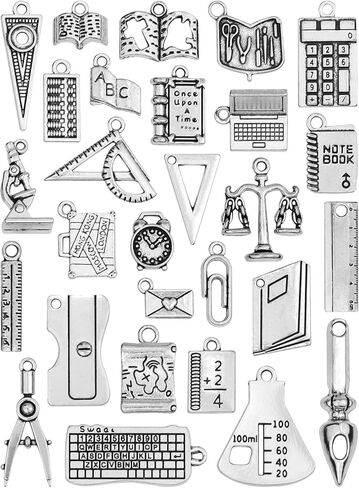 JIALEEY Student Study Stationery Charms, 56pcs Teacher Study Graduation Charm for DIY Bracelet Necklace Jewelry Making Crafts Supplies in Kuwait