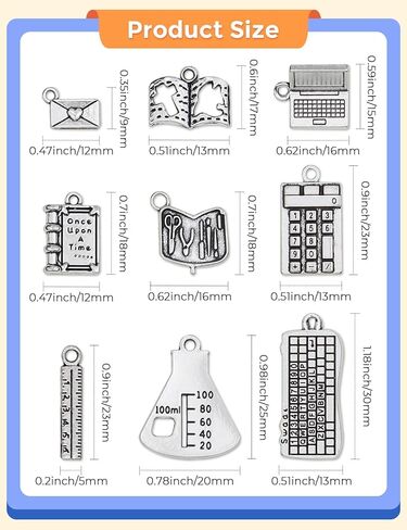JIALEEY Student Study Stationery Charms, 56pcs Teacher Study Graduation Charm for DIY Bracelet Necklace Jewelry Making Crafts Supplies in Kuwait