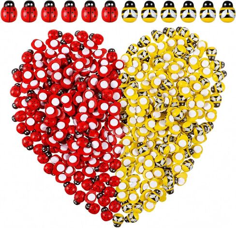 JJUNW 300PCS Wooden Bees Wood, Flatback Wooden Ladybugs, Self-Adhesive Mini Wood Bugs for Crafts Scrapbooking DIY Bee Party Decoration in Kuwait