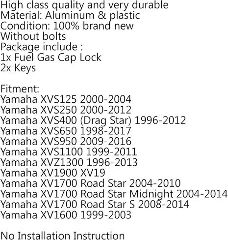 Fuel Gas Tank Cap with Keys for Yamaha XVS125 Drag Star 2000-04, XVS250/Drag Star 250/V-Star 250 2000-12, XV1700 Road Star S 2008-2014, XVZ1300 Royal Star 1996-2013 in Kuwait