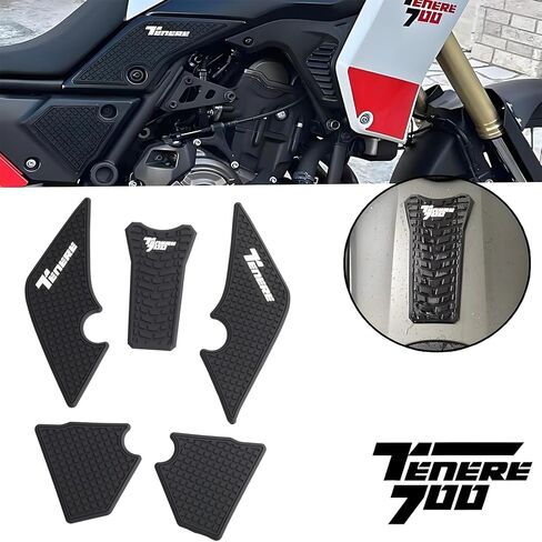 Fuel Tank Pad Protector Sticker Set for Yamaha Tenere 700 | Anti-Slip Decal Kit for T700 XTZ700 XTZ690 2019 2020 2021 2022 2023 2024 | 5-Piece Black Rubber Protective Tank Stickers in Saudi Arabia