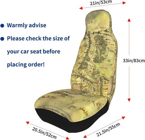 Middle Earth Map Pattern Car Seat Covers 2 Pcs Front Seat Protector Cover Cushion Auto Decor Universal Fit Most Vehicle, Car, SUV Sedan & Truck in Saudi Arabia