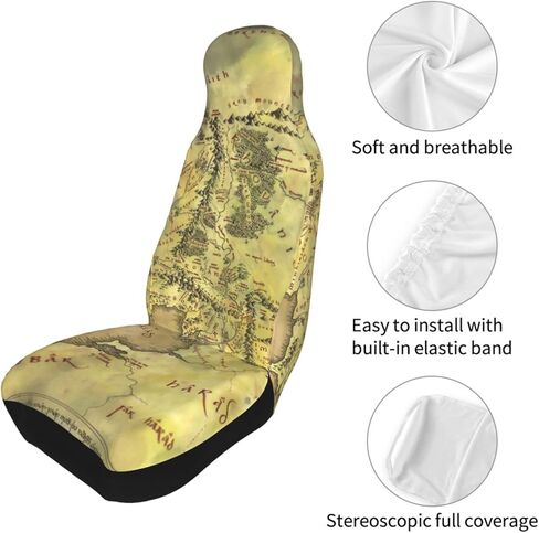 Middle Earth Map Pattern Car Seat Covers 2 Pcs Front Seat Protector Cover Cushion Auto Decor Universal Fit Most Vehicle, Car, SUV Sedan & Truck in Saudi Arabia