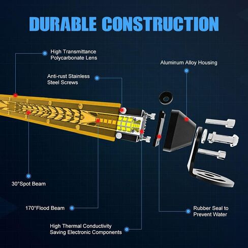 شريط إضاءة LED أصفر مقاس 30 بوصة من Sanman، شريط إضاءة للطرق الوعرة فائق النحافة، مجموعة من البقع الفيضانية للقيادة لشاحنات SUV UTV ATV، قطعة واحدة... in Kuwait