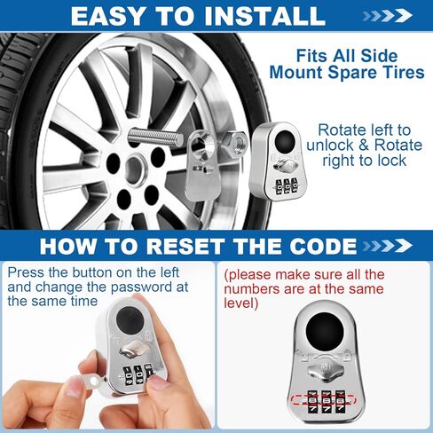 Spare Tire Nut Lock for Side Mount Spare Tire Trailer Spare Tire Mount Tire Lock Locking Lug Nuts Easy Install for SUV, Trailer, RV, Truck in Saudi Arabia