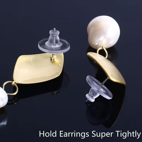 100pcs of Fishhook-Style Ear Hooks, Earring Backs Suitable for Drooping Earlobes, Featuring Replaceable Transparent Rubber Ear Hooks with Safety Stoppers and Soft Couplers in Kuwait