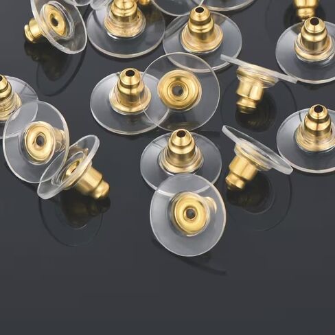 100pcs of Fishhook-Style Ear Hooks, Earring Backs Suitable for Drooping Earlobes, Featuring Replaceable Transparent Rubber Ear Hooks with Safety Stoppers and Soft Couplers in Kuwait
