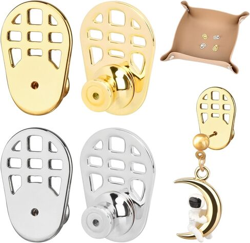 Earring Backs for Heavy Earrings, 4 Pack Locking Earring Lifters for Droopy Ears, Secure Stud Backings for Women, Fits 0.6-1.2 mm Posts, Includes Storage Tray in Saudi Arabia