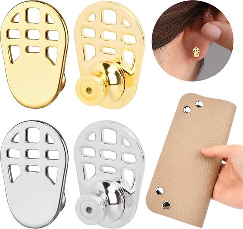 Earring Backs for Heavy Earrings, 4 Pack Locking Earring Lifters for Droopy Ears, Secure Stud Backings for Women, Fits 0.6-1.2 mm Posts, Includes Storage Tray in Saudi Arabia
