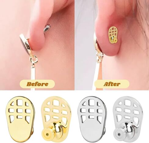 Earring Backs for Heavy Earrings, 4 Pack Locking Earring Lifters for Droopy Ears, Secure Stud Backings for Women, Fits 0.6-1.2 mm Posts, Includes Storage Tray in Saudi Arabia