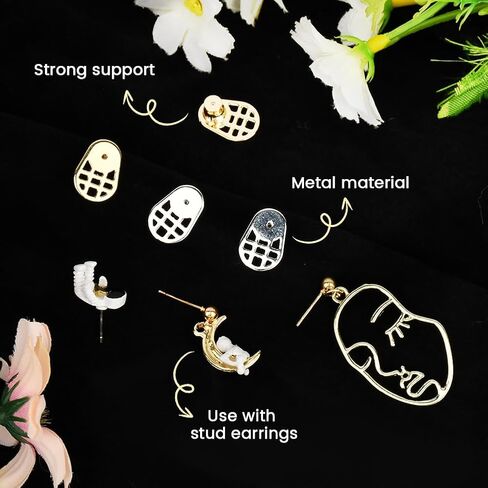 Earring Backs for Heavy Earrings, 4 Pack Locking Earring Lifters for Droopy Ears, Secure Stud Backings for Women, Fits 0.6-1.2 mm Posts, Includes Storage Tray in Saudi Arabia