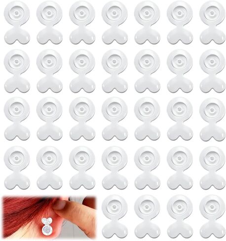 Earring Backs for Droopy Ears, 32 Pcs White Acrylic and Clear Silicone Lifters, Replacement Backs for Comfortable and Secure Fit in Saudi Arabia
